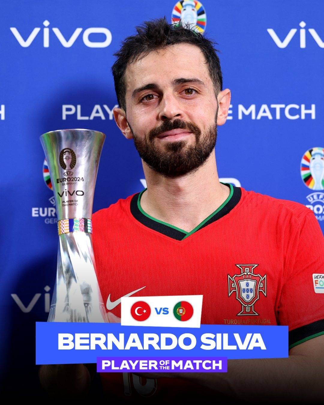 Well-deserved Recognition! Official: B Silva Named Man of the Match in Turkey vs Portugal Clash -illustration-