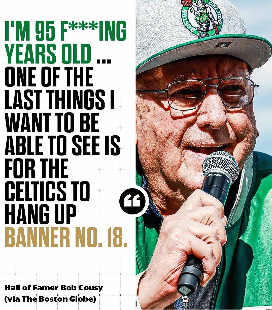 Bob Cousy, at 95: ‘One foot in the grave,’ hoping to see Celtics raise 18th championship banner in his life’s overtime -illustration-