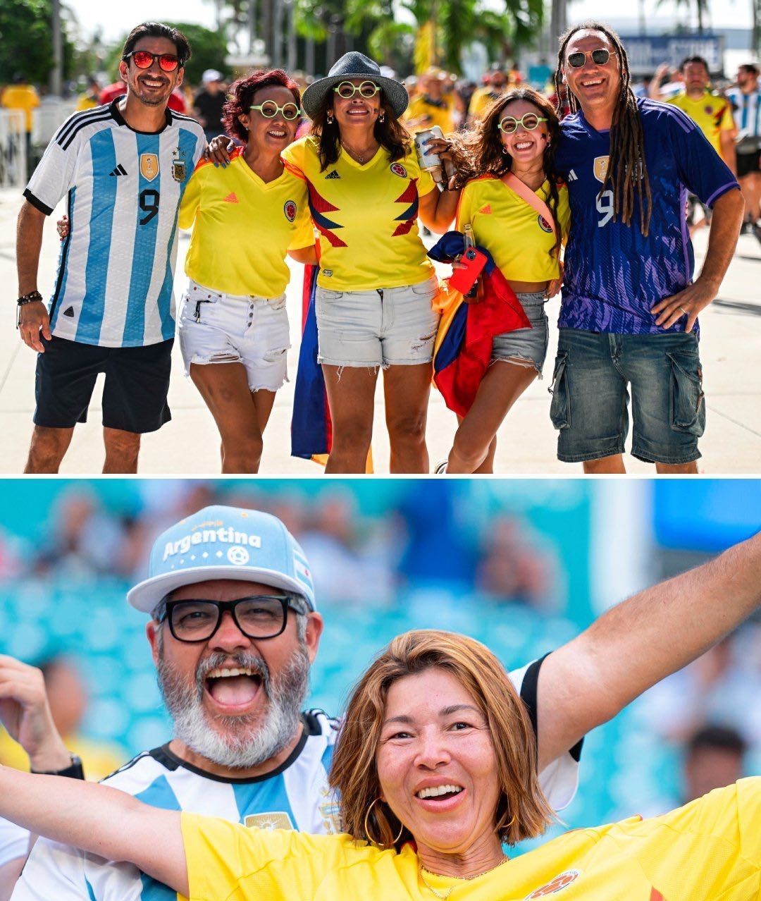 Soccer Makes the World a Better Place! Pre-match Friendly Photo with Argentine and Colombian Fans -illustration-