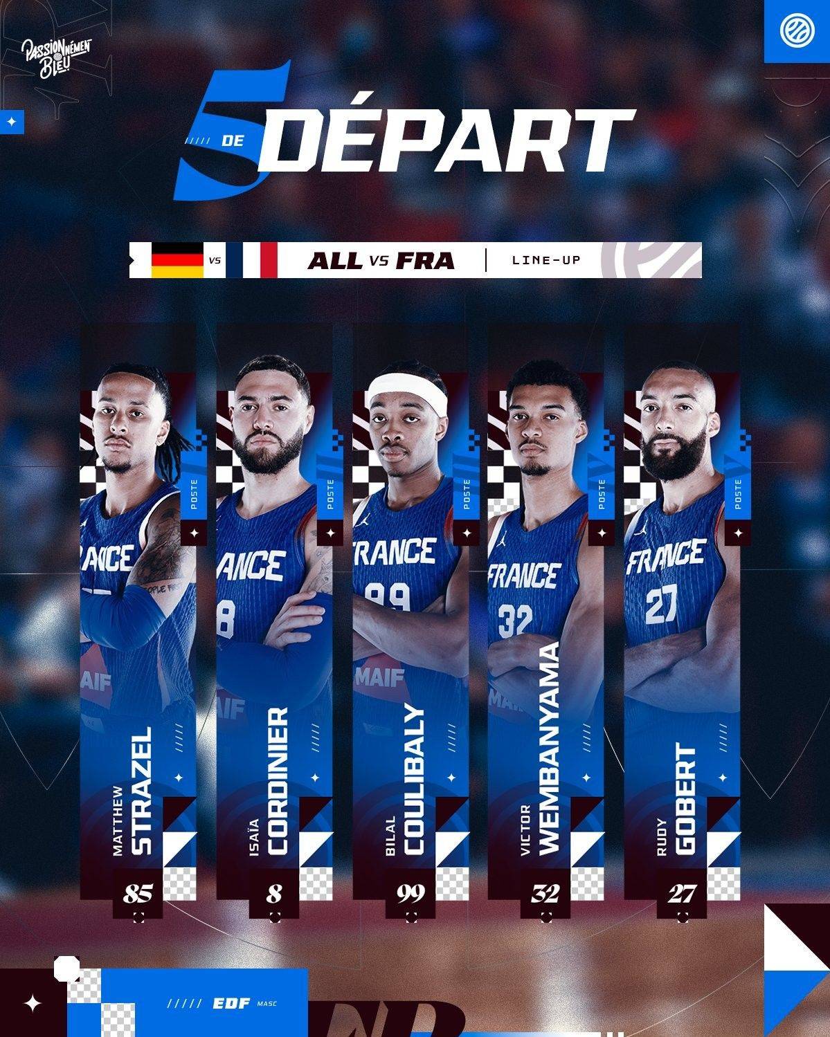 Double Tower Power! France Men’s Basketball Starting Lineup Announced: Wembanyama and Gobert Team Up for the Match against Germany! -illustration-