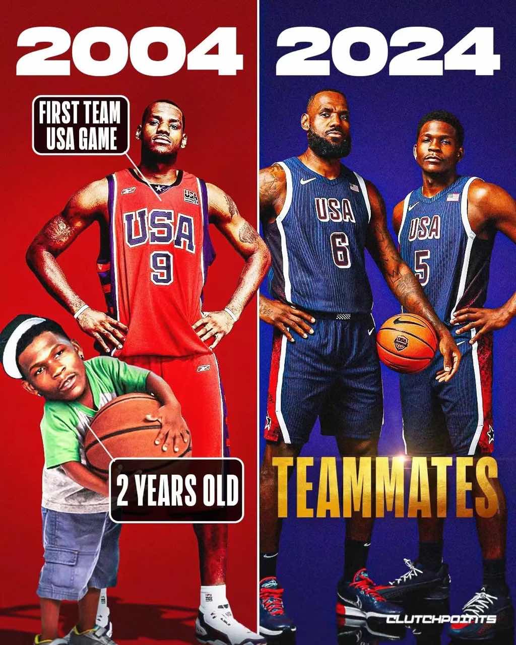 US Media Shares Image: When James First Played for Team USA, Edwards Was Two; US Men’s Basketball Suffered Defeat in Athens -illustration-