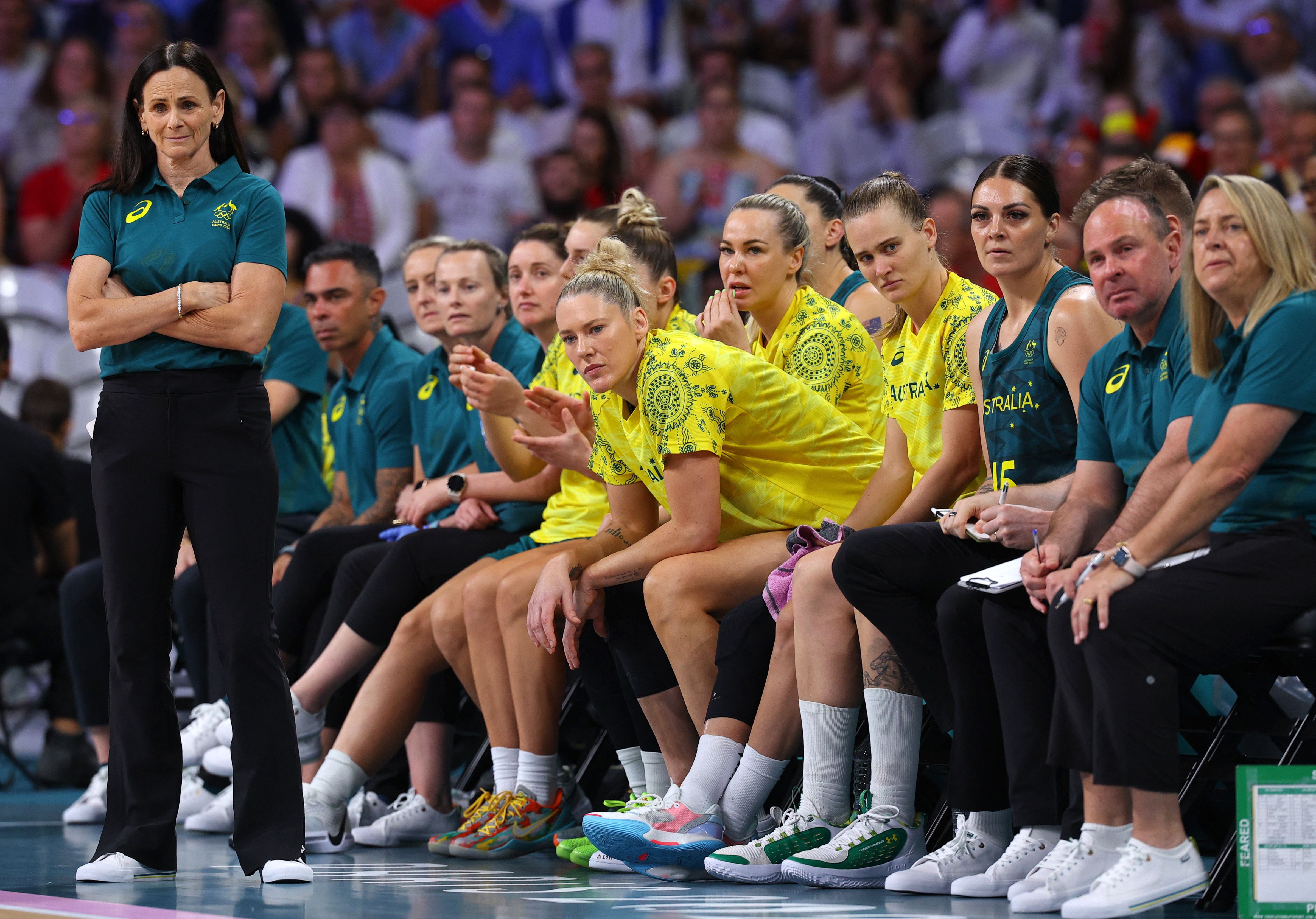 Women’s Olympic Basketball Semi-Final: Australia’s Trio Combines for Points, Carlton Scores from Beyond the Arc, Australia vs. Canada -illustration-