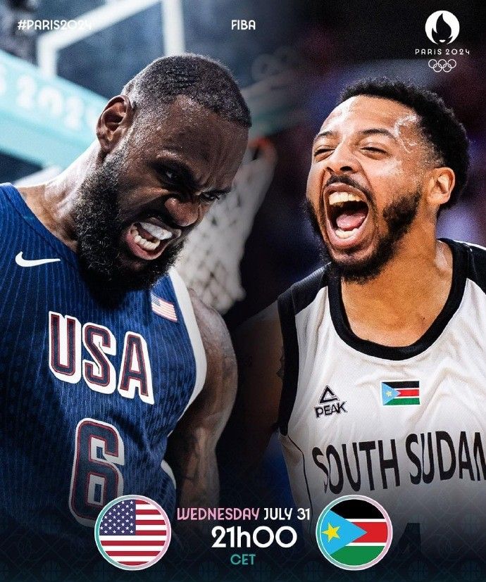 FIBA Shares Olympic Men’s Basketball Warm-Up Poster: USA vs. South Sudan — The Much-Anticipated Clash Is Here -illustration-