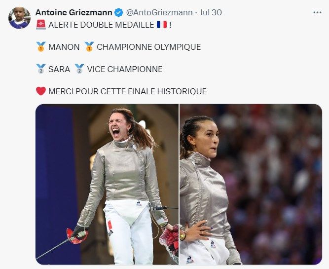 Following the Olympics Closely? Griezmann Attends Multiple Events Including French Swimming, Equestrian, and Rugby -illustration-3