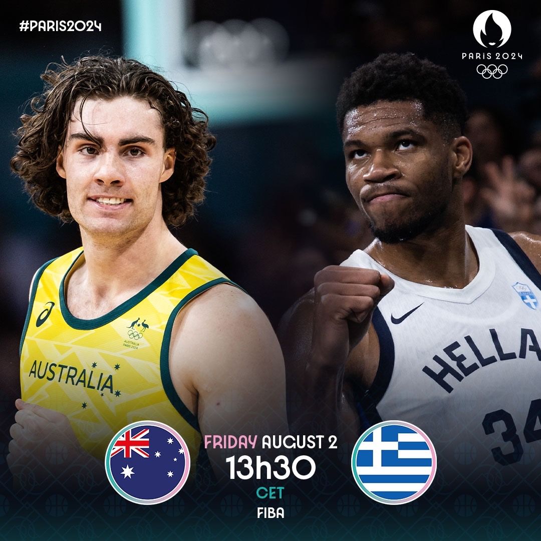 FIBA Official Releases Poster for the Greece vs. Australia Showdown; Giddey and Antetokounmpo on Cover with Caption: Neither Side Can Afford to Lose -illustration-