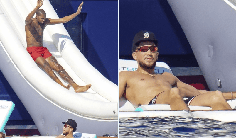 Enjoying the Holidays! Durant and Booker Spotted Having Fun in Saint-Tropez, the Former on a Slide and the Latter Sunbathing -illustration-