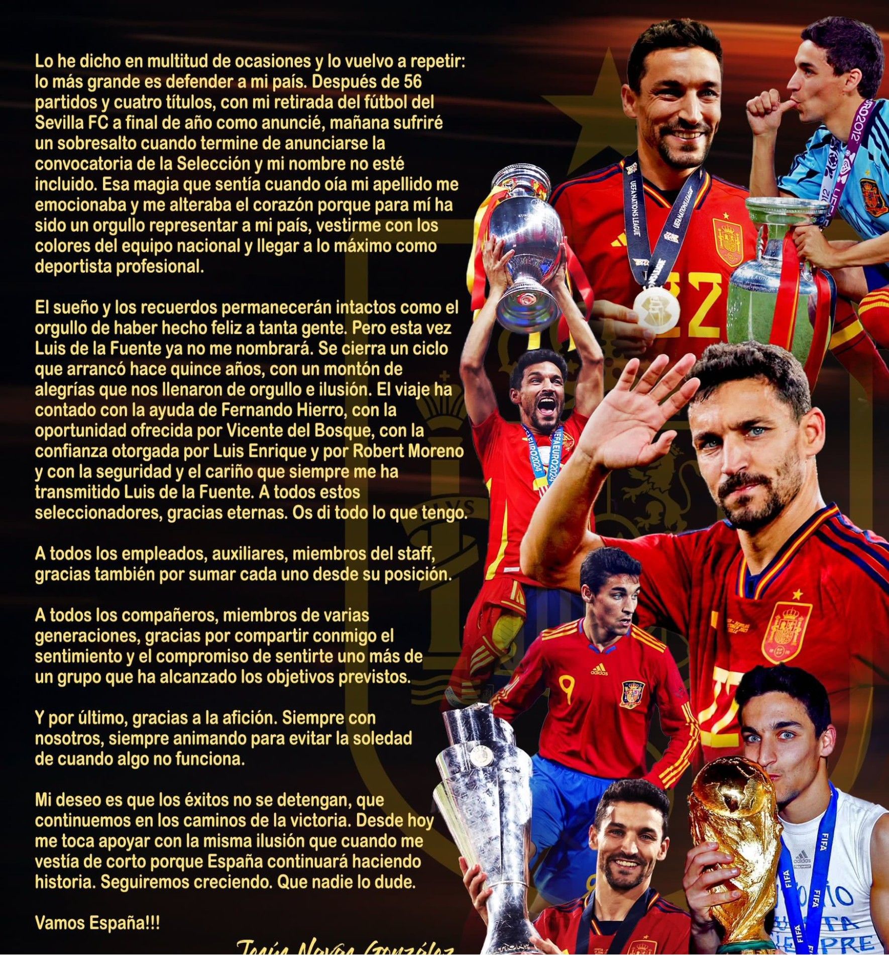 Navas Retires from the Spanish National Team; Farewell Letter Expresses Continued Support -illustration-