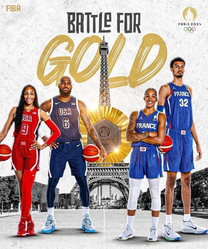 FIBA Official Shares Olympic Basketball Finals Warm-up Posters: Two Nations, Two Golds -illustration-