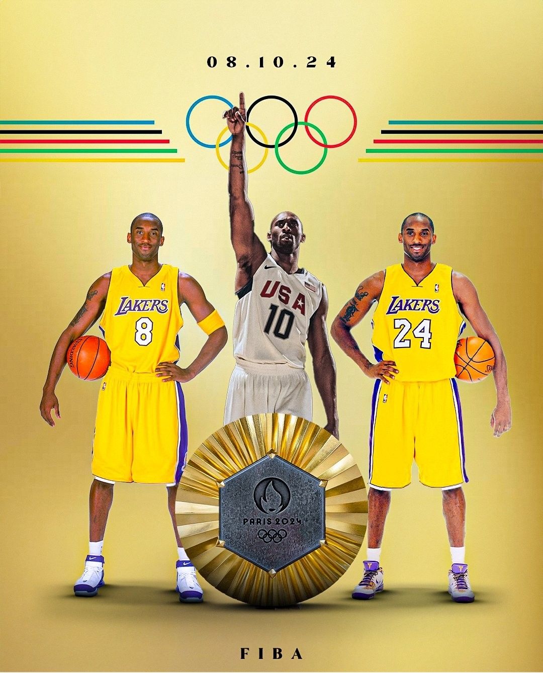 FIBA official shares Kobe’s photo: Winning a gold medal on a perfect day -illustration-