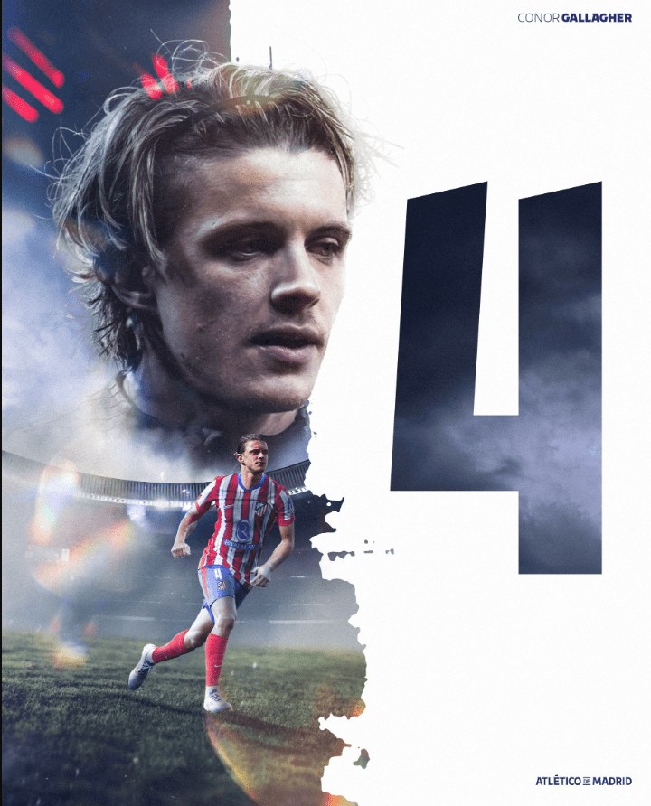 Official: New Atlético Madrid Signing Gallagher to Wear Number 4 Jersey -illustration-