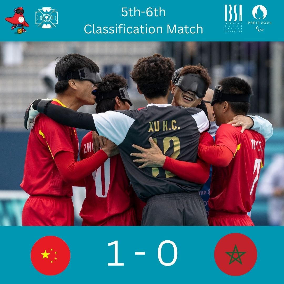 China’s Blind Football Team – Narrow Victory Over Morocco, Secures 5th Place in Paralympics -illustration-