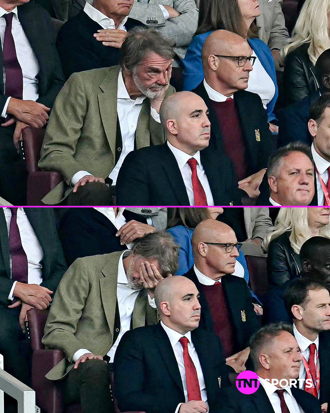 No Eye to See! Sir Ratcliffe Seen at the Match Covering His Face in Frustration After United Concedes a Goal -illustration-