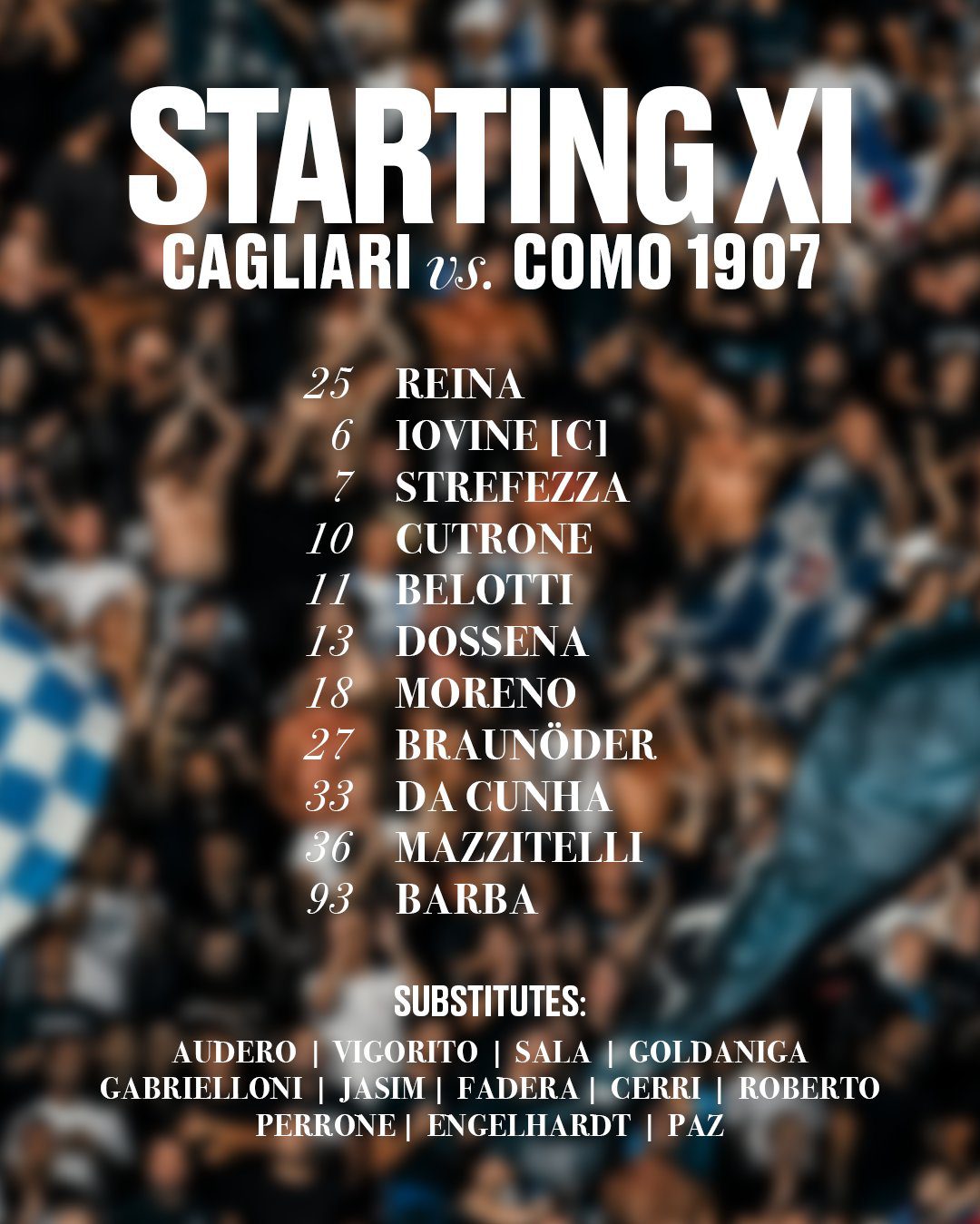 Cagliari vs Como Starting Lineups: Belotti Starts, Roberto and Pas on the Bench -illustration-1