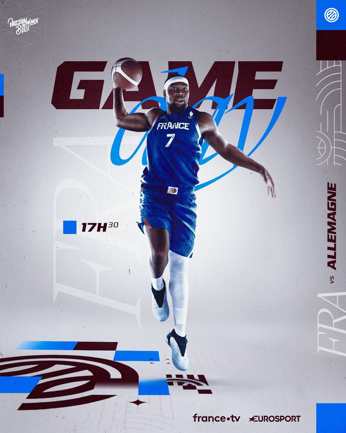 The official French men’s basketball team releases a warming-up poster: Competing with the German team for a ticket to the final -illustration-