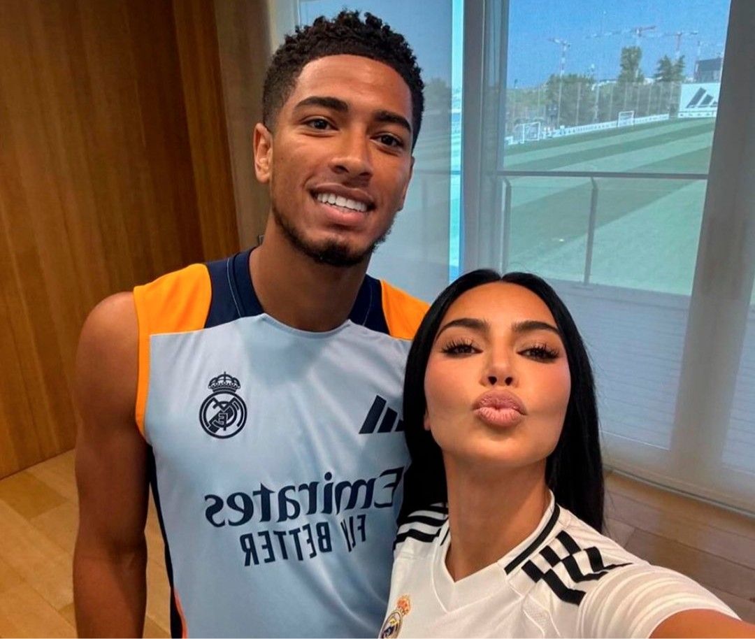 Socialite Kim Kardashian Visits Real Madrid Training Ground, Takes Photos with Bellingham, Vinicius, and Others -illustration-