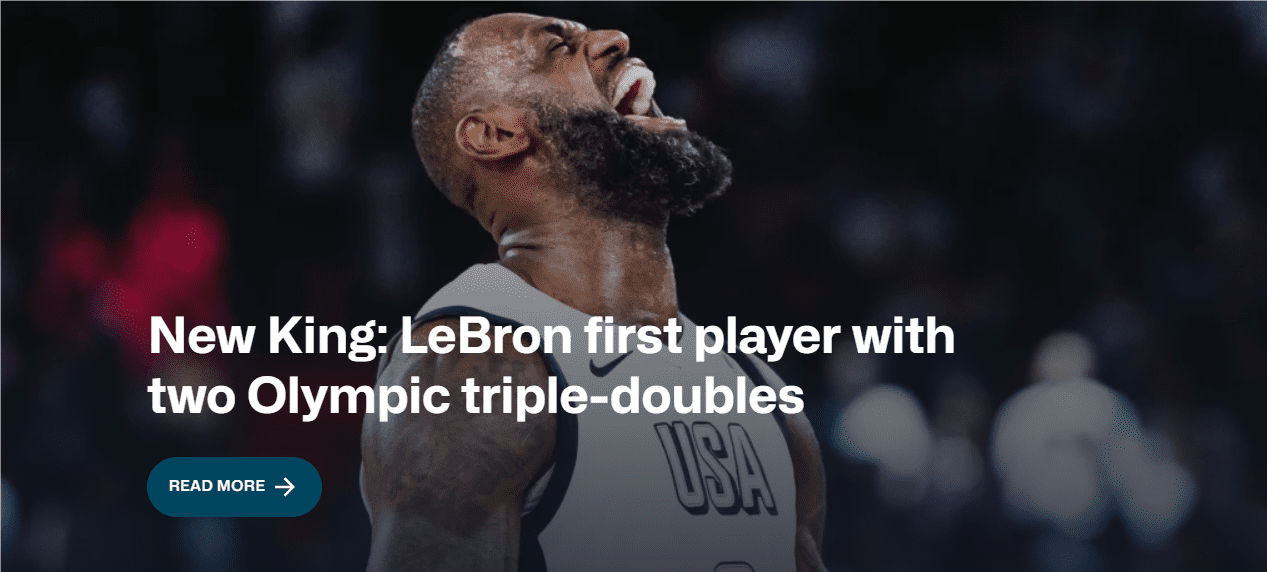 New King! FIBA Official Website Praises James: First Player to Record Two Triple-Doubles in the Olympics -illustration-