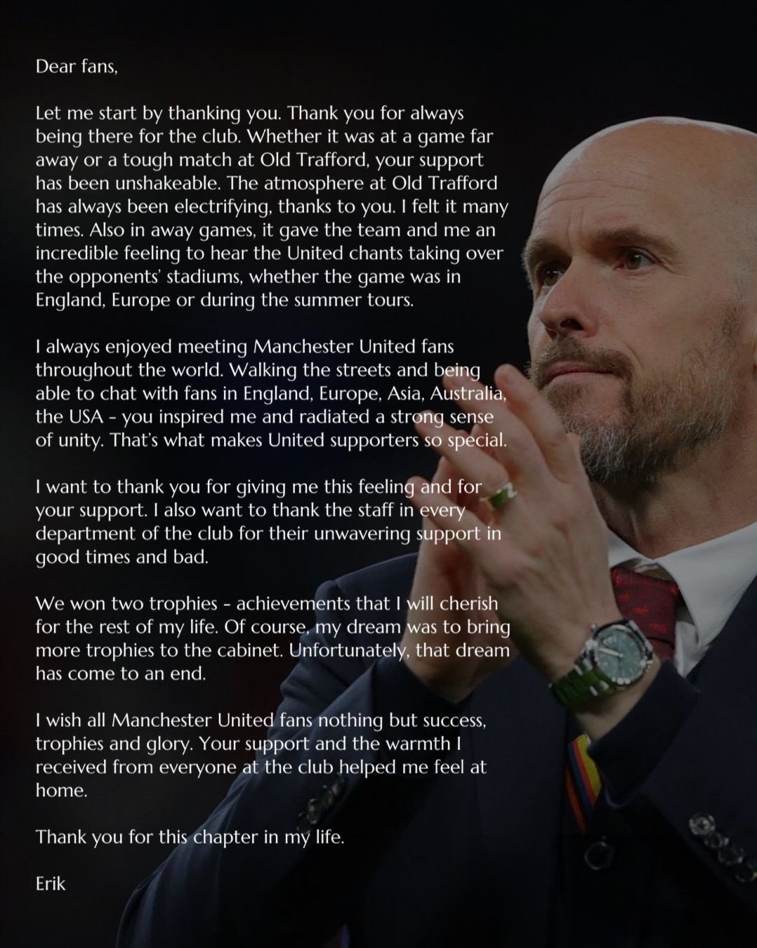 Ten Hag Speaks Out: Wanted to Win More for Manchester United, Sadly the Dream is Shattered